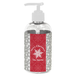 Snowflakes Plastic Soap / Lotion Dispenser (8 oz - Small - White) (Personalized)