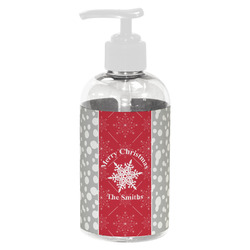 Snowflakes Plastic Soap / Lotion Dispenser (8 oz - Small - White) (Personalized)