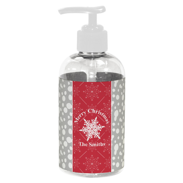 Custom Snowflakes Plastic Soap / Lotion Dispenser (8 oz - Small - White) (Personalized)