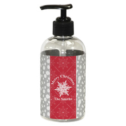 Snowflakes Plastic Soap / Lotion Dispenser (8 oz - Small - Black) (Personalized)