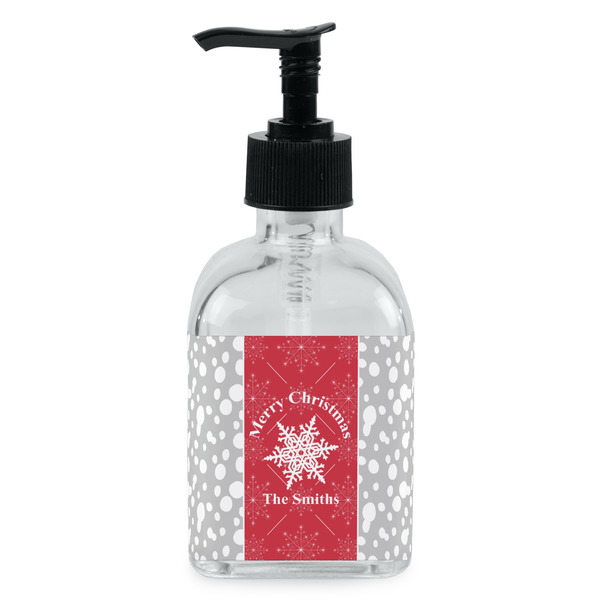 Custom Snowflakes Glass Soap & Lotion Bottle - Single Bottle (Personalized)