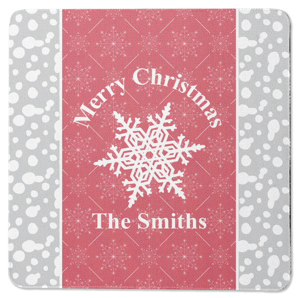 Custom Snowflakes Square Rubber Backed Coaster (Personalized)