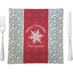 Snowflakes 9.5" Glass Square Lunch / Dinner Plate- Single or Set of 4 (Personalized)