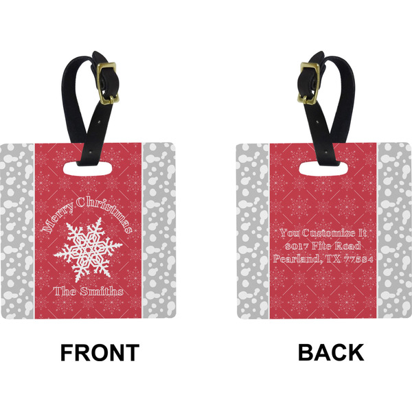 Snowflakes Square Luggage Tag (Front + Back)