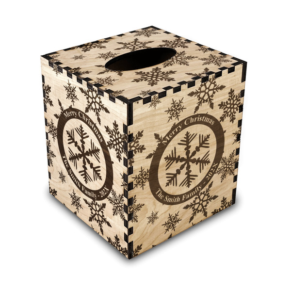 Custom Snowflakes Wood Tissue Box Cover (Personalized)