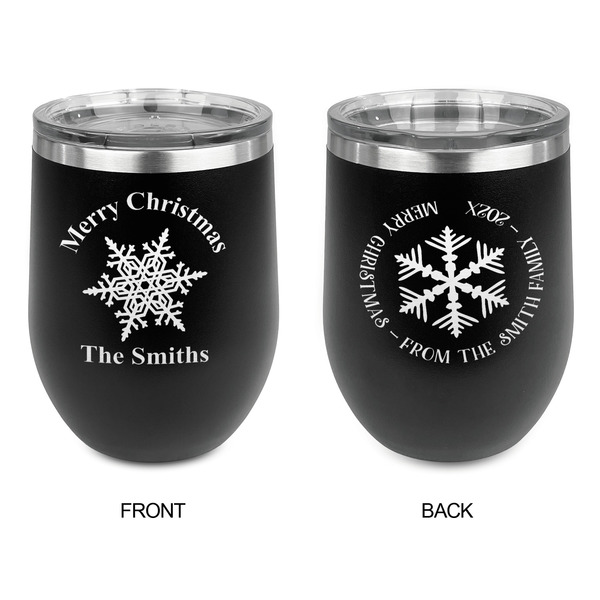 Snowflakes Stainless Wine Tumblers - Black - Double Sided - Approval