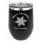 Snowflakes Stainless Wine Tumblers - Black - Double Sided - Front