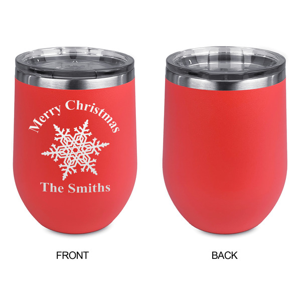 Snowflakes Stainless Wine Tumblers - Coral - Single Sided - Approval