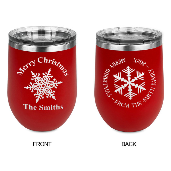 Snowflakes Stainless Wine Tumblers - Red - Double Sided - Approval