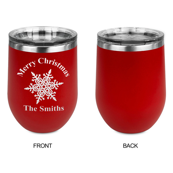 Snowflakes Stainless Wine Tumblers - Red - Single Sided - Approval
