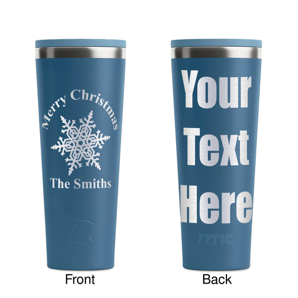 Snowflakes Steel Blue RTIC Everyday Tumbler - 28 oz. - Front and Back