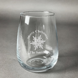 Snowflakes Stemless Wine Glass (Single) (Personalized)