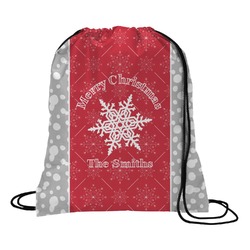 Snowflakes Drawstring Backpack - Medium (Personalized)