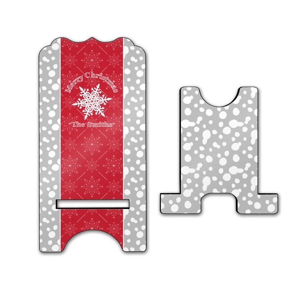 Snowflakes Stylized Phone Stand - Front & Back - Large