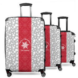 Snowflakes 3 Piece Luggage Set - 20" Carry On, 24" Medium Checked, 28" Large Checked (Personalized)