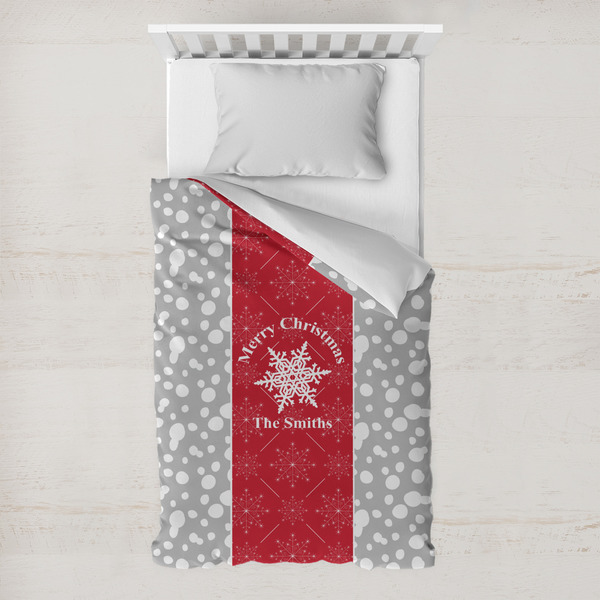 Custom Snowflakes Toddler Duvet Cover w/ Name or Text