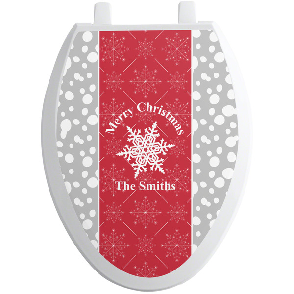 Custom Snowflakes Toilet Seat Decal - Elongated (Personalized)
