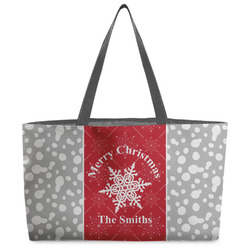 Snowflakes Beach Totes Bag - w/ Black Handles (Personalized)