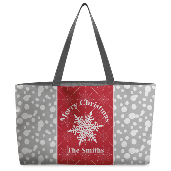Custom Snowflakes Beach Totes Bag - w/ Black Handles (Personalized)