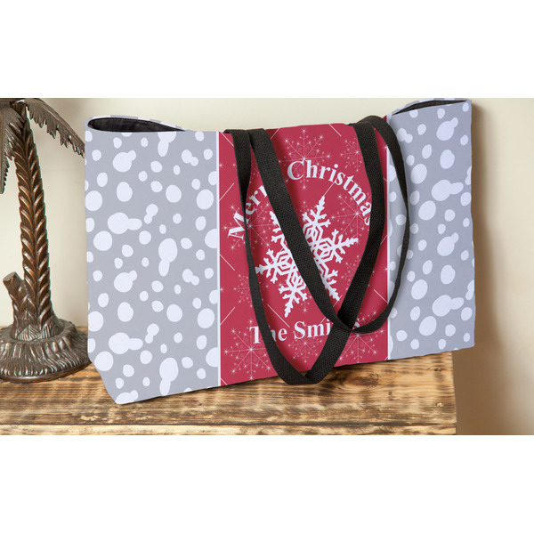 Snowflakes Tote w/Black Handles - Lifestyle View