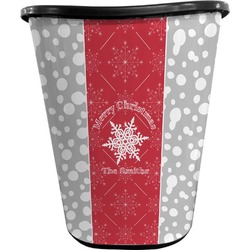 Snowflakes Waste Basket - Single Sided (Black) (Personalized)