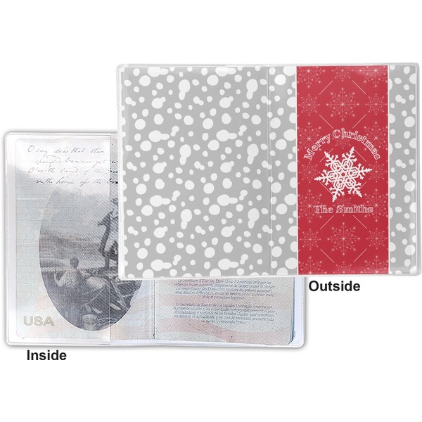 Snowflakes Vinyl Passport Holder - Flat Front and Back