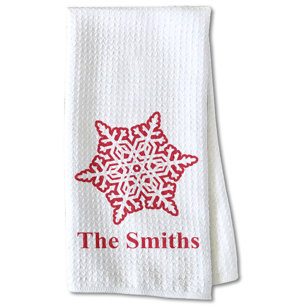 Custom Snowflakes Kitchen Towel - Waffle Weave - Partial Print (Personalized)