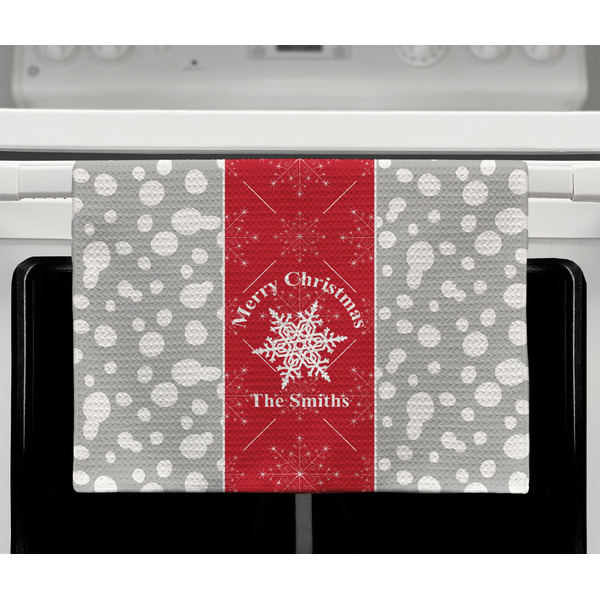 Snowflakes Waffle Weave Towel - Full Color Print - Lifestyle2 Image