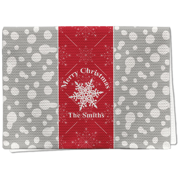 Custom Snowflakes Kitchen Towel - Waffle Weave - Full Color Print (Personalized)