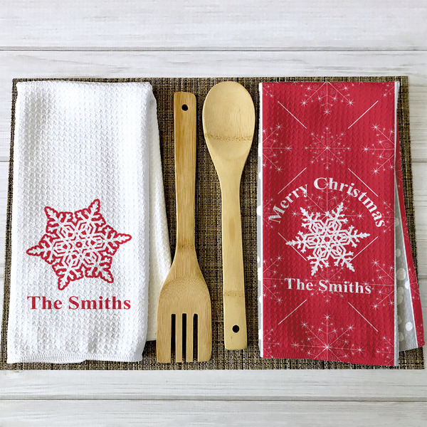 Snowflakes Waffle Weave Towels - 2 Print Styles