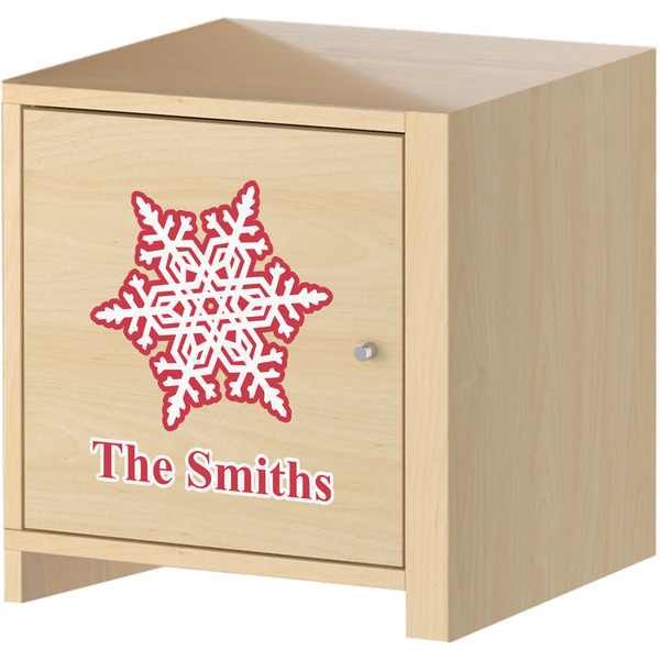 Snowflakes Wall Graphic on Wooden Cabinet