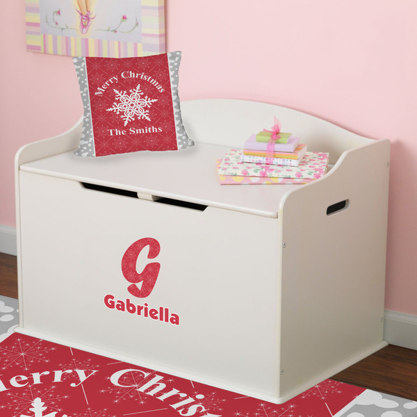 Snowflakes Wall Name & Initial Small on Toy Chest