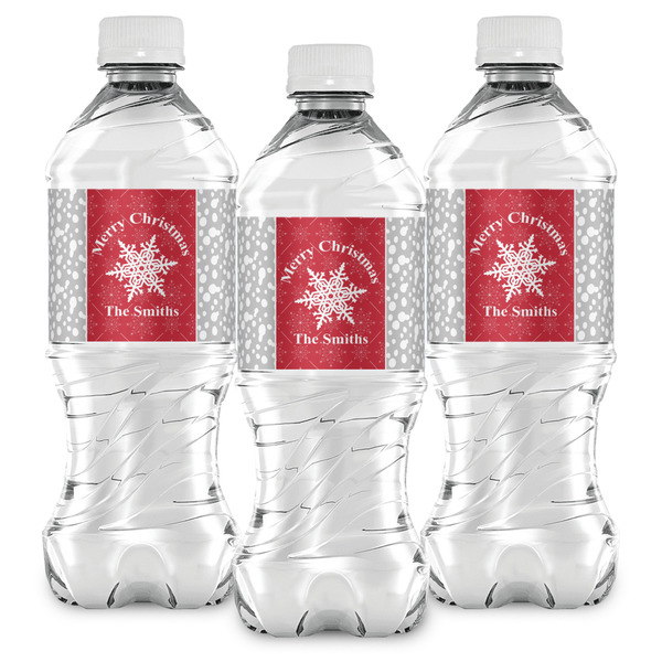 Snowflakes Water Bottle Labels - Front View