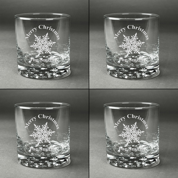 Snowflakes Whiskey Glasses - Set of 4 all Engraved