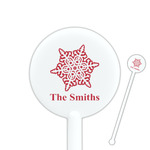 Snowflakes 5.5" Round Plastic Stir Sticks - White - Single Sided (Personalized)