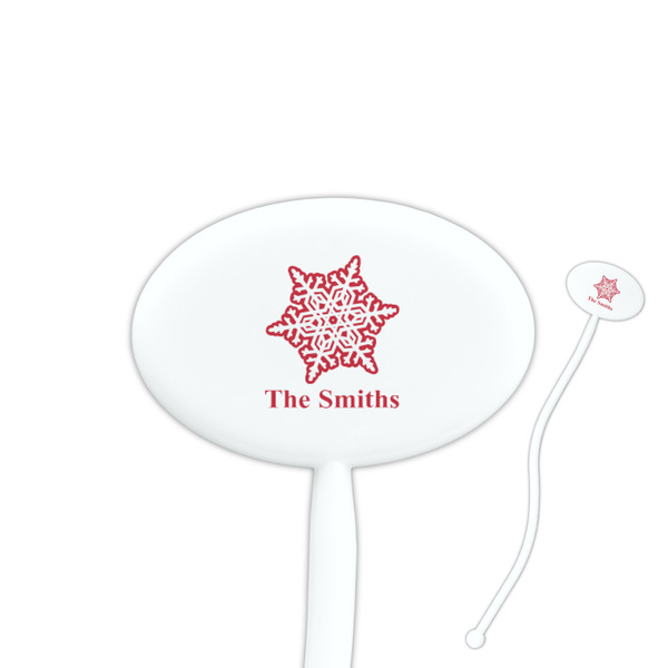 Custom Snowflakes Oval Plastic Stir Sticks (Personalized)