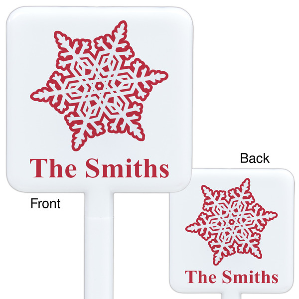 Snowflakes White Plastic Stir Stick - Double Sided - Approval