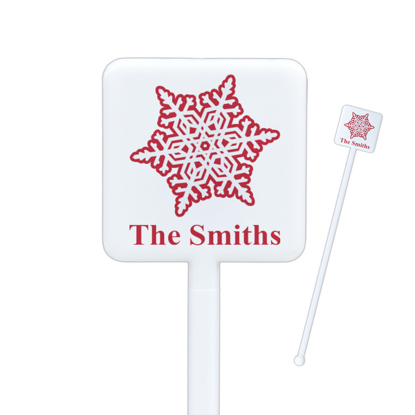 Custom Snowflakes Square Plastic Stir Sticks - Double Sided (Personalized)
