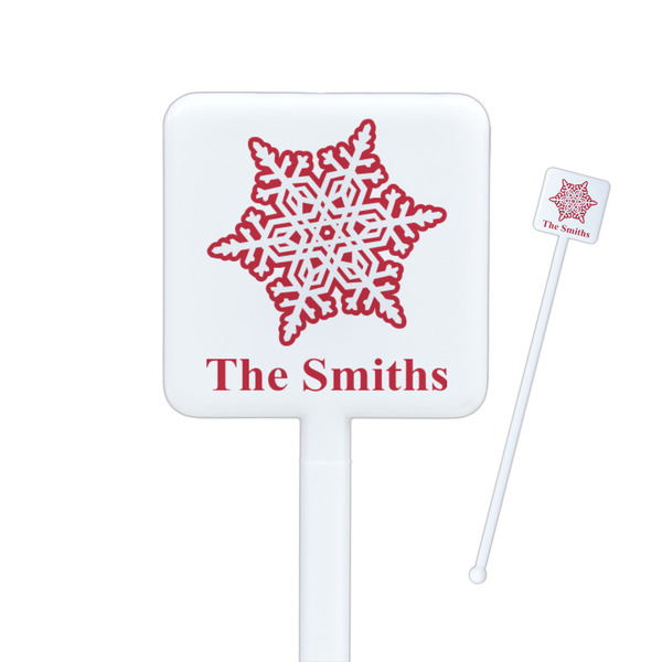 Custom Snowflakes Square Plastic Stir Sticks (Personalized)