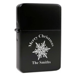 Snowflakes Windproof Lighter - Black - Single Sided (Personalized)