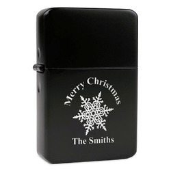 Snowflakes Windproof Lighter - Black - Double Sided (Personalized)