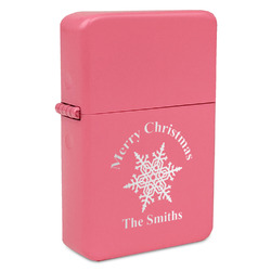 Snowflakes Windproof Lighter - Pink - Single Sided & Lid Engraved (Personalized)