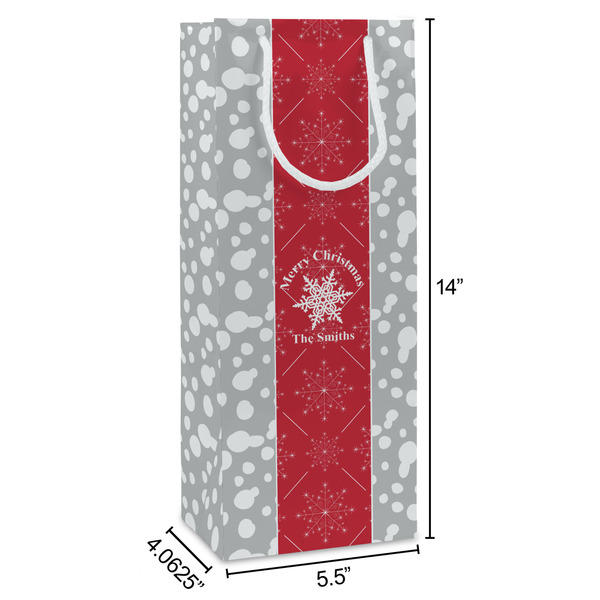 Snowflakes Wine Gift Bag - Dimensions