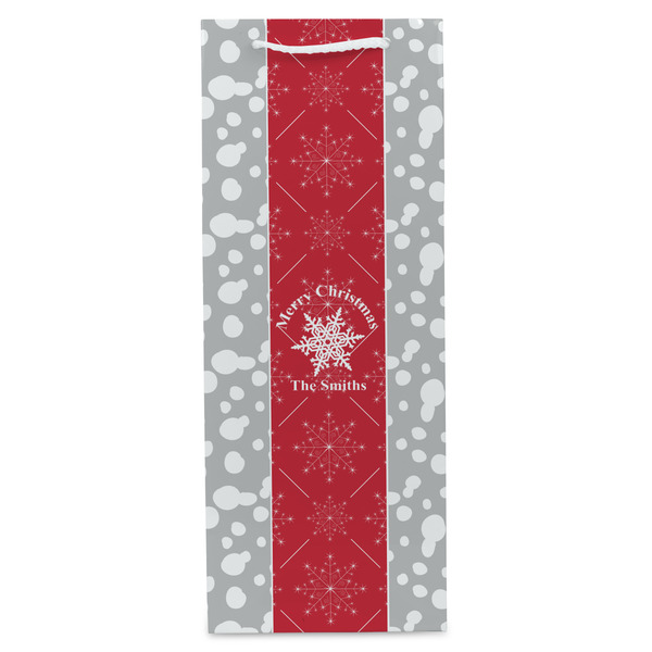 Snowflakes Wine Gift Bag - Gloss - Front