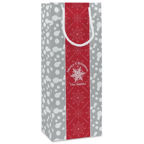 Custom Snowflakes Wine Gift Bags - Gloss (Personalized)