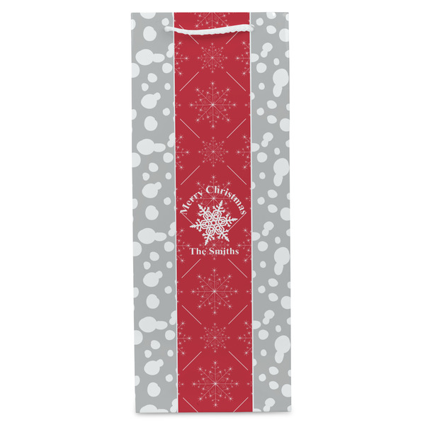 Snowflakes Wine Gift Bag - Matte - Front