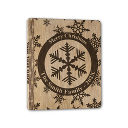 Snowflakes Wood 3-Ring Binder - 1" Half-Letter Size (Personalized)