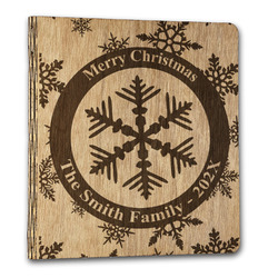 Snowflakes Wood 3-Ring Binder - 1" Letter Size (Personalized)