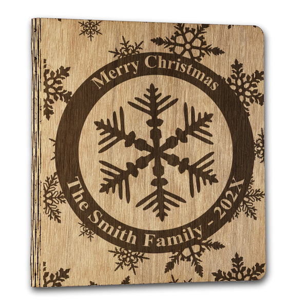 Custom Snowflakes Wood 3-Ring Binder - 1" Letter Size (Personalized)