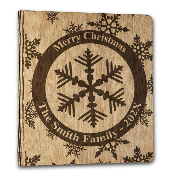 Snowflakes Wood 3-Ring Binders - 1" Letter - Front